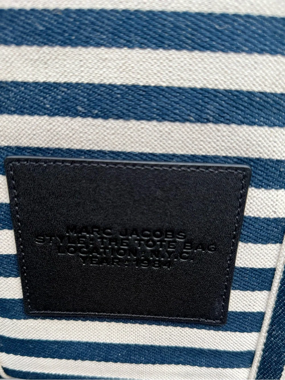Marc Jacobs large Navy and White Striped Canvas Tote